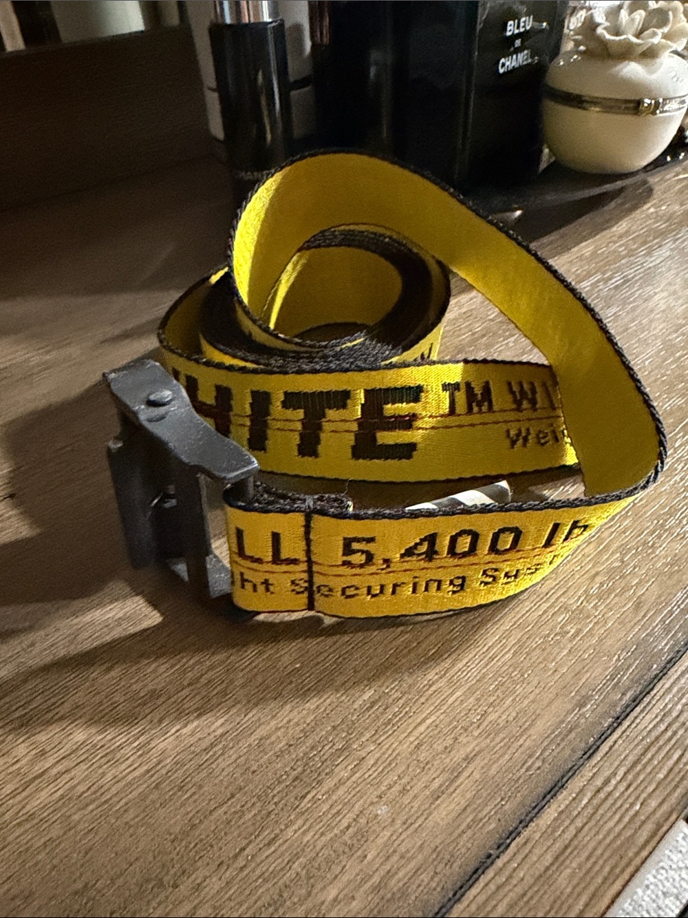 Like new never worn Off-White Yellow Industrial Webbing Belt with Metal Buckle